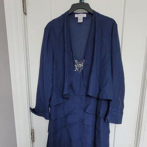 Womens Navy Ruffle Dress